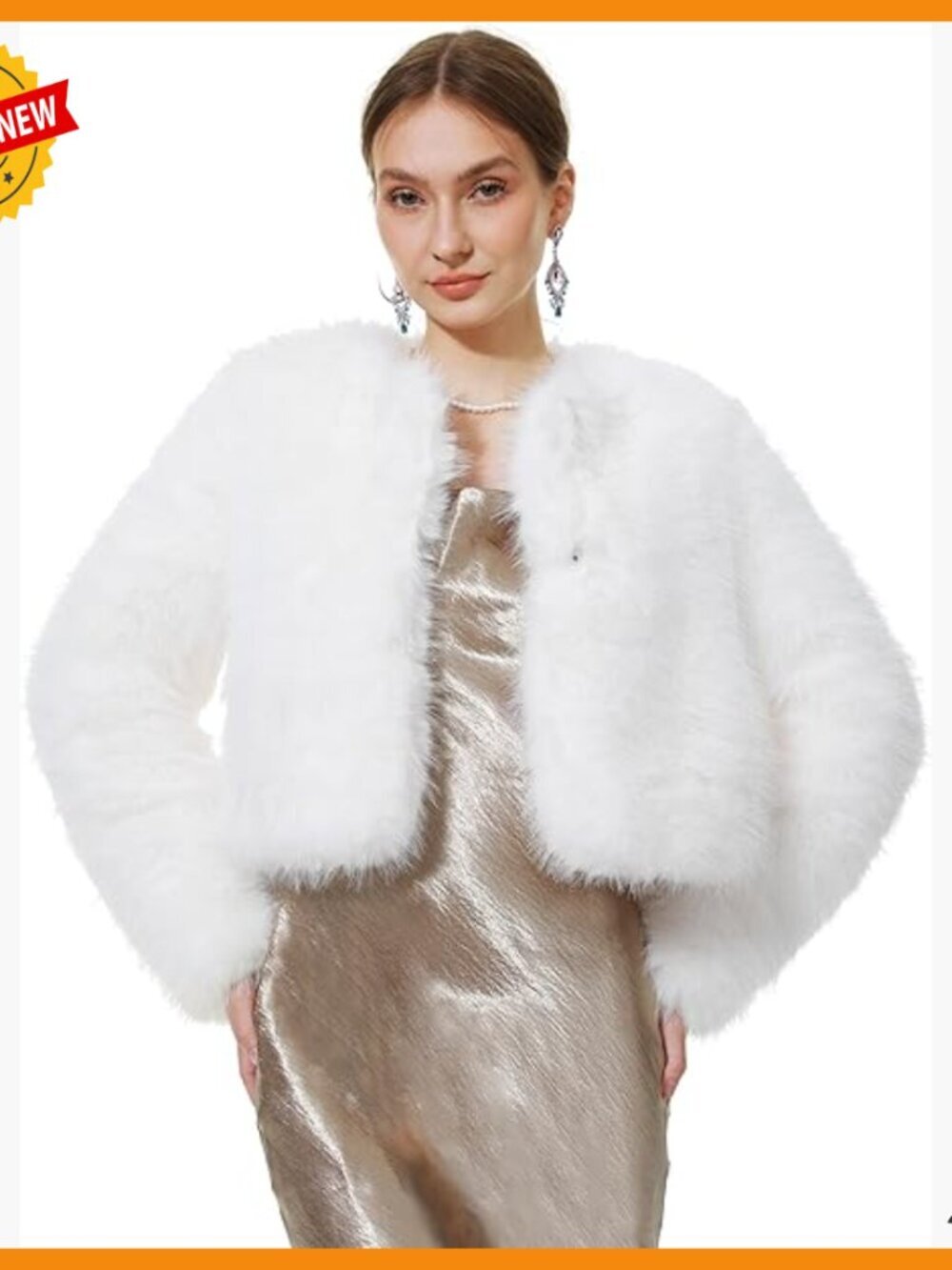 Faux Fur Cropped Jacket Long Sleeve Open Front Cardigan Shaggy Winter Outerwear